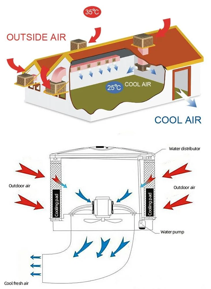 Jhcool Manufacture 300PA 30000CMH Airflow Industrial Desert Evaporative Air Cooler