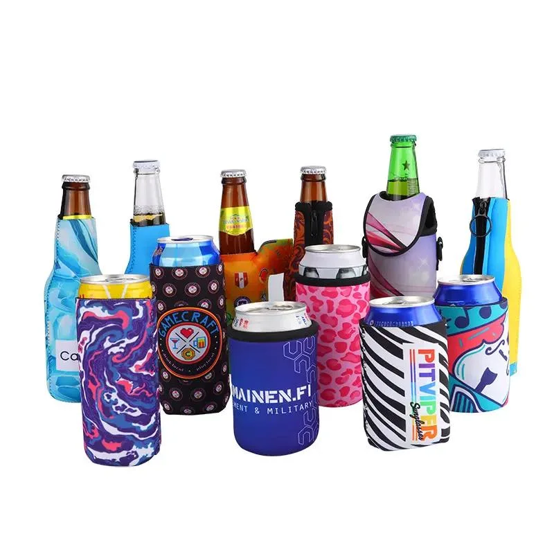 Hot Sale Neoprene Sublimation Beer Can Cooler Sleeve Blank Zipper Bottle Cooler